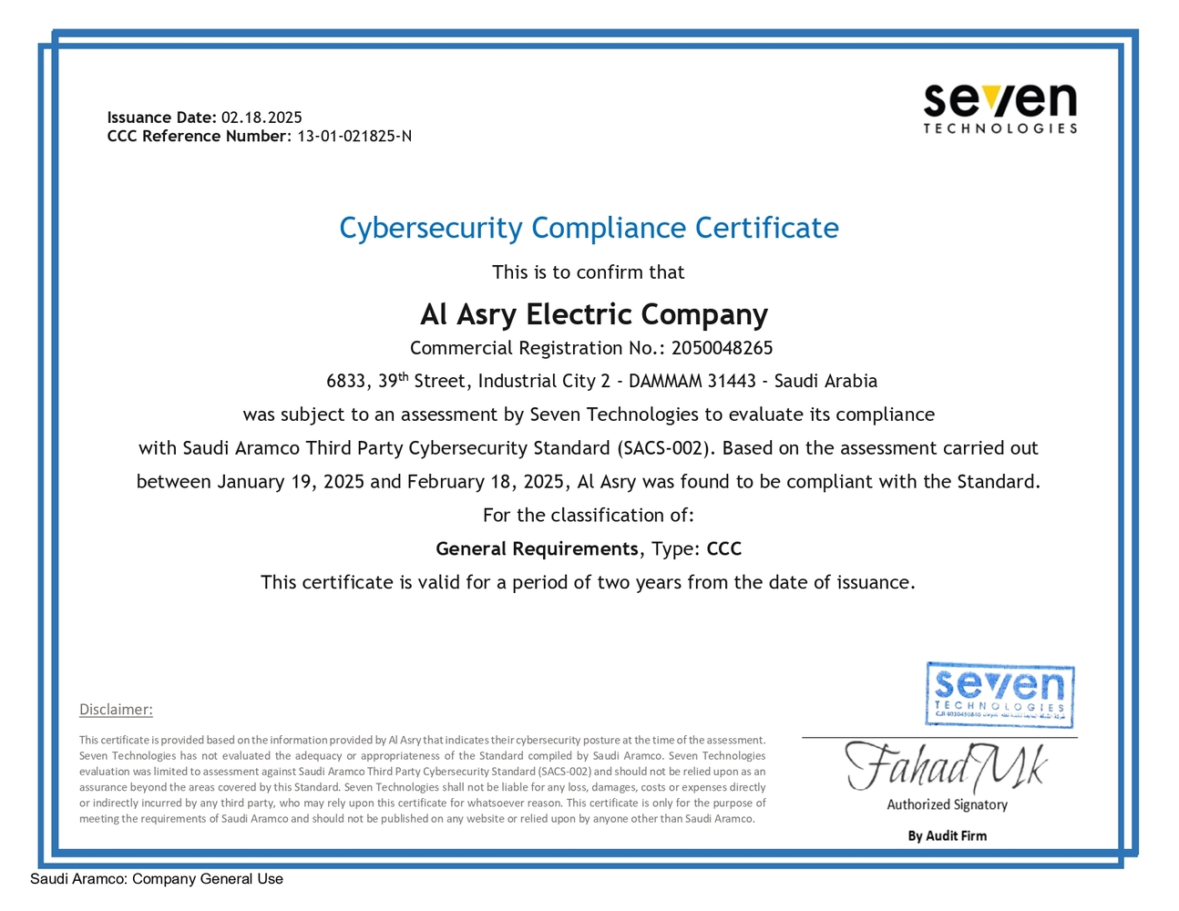 Schneider Electric Premier Partner Certificate