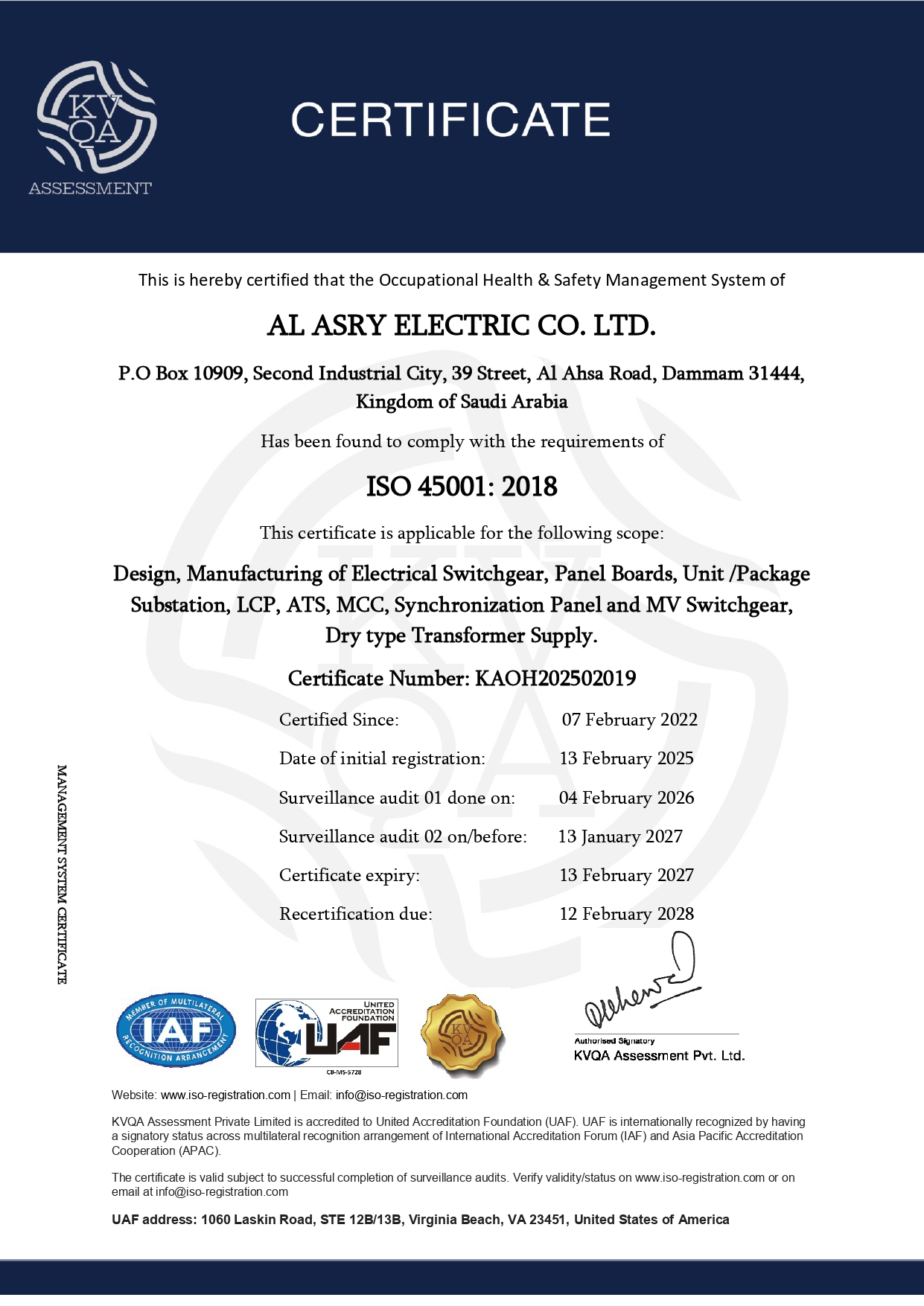 ISO 45001 — Occupational Health & Safety